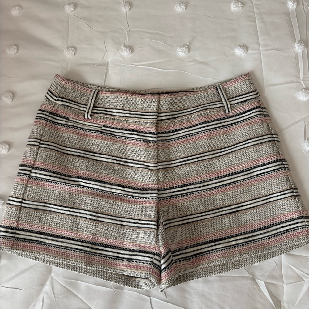 Ann Taylor Loft High Waist Pink and Black Patterned Shorts